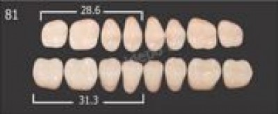 Зубы акриловые трехслойные на планках (28шт) ф Т6 цв А2